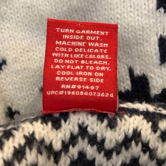 Christmas Sweater  Cardigan Button Reindeer Snowflakes Black White XL - Picture 8 of 8